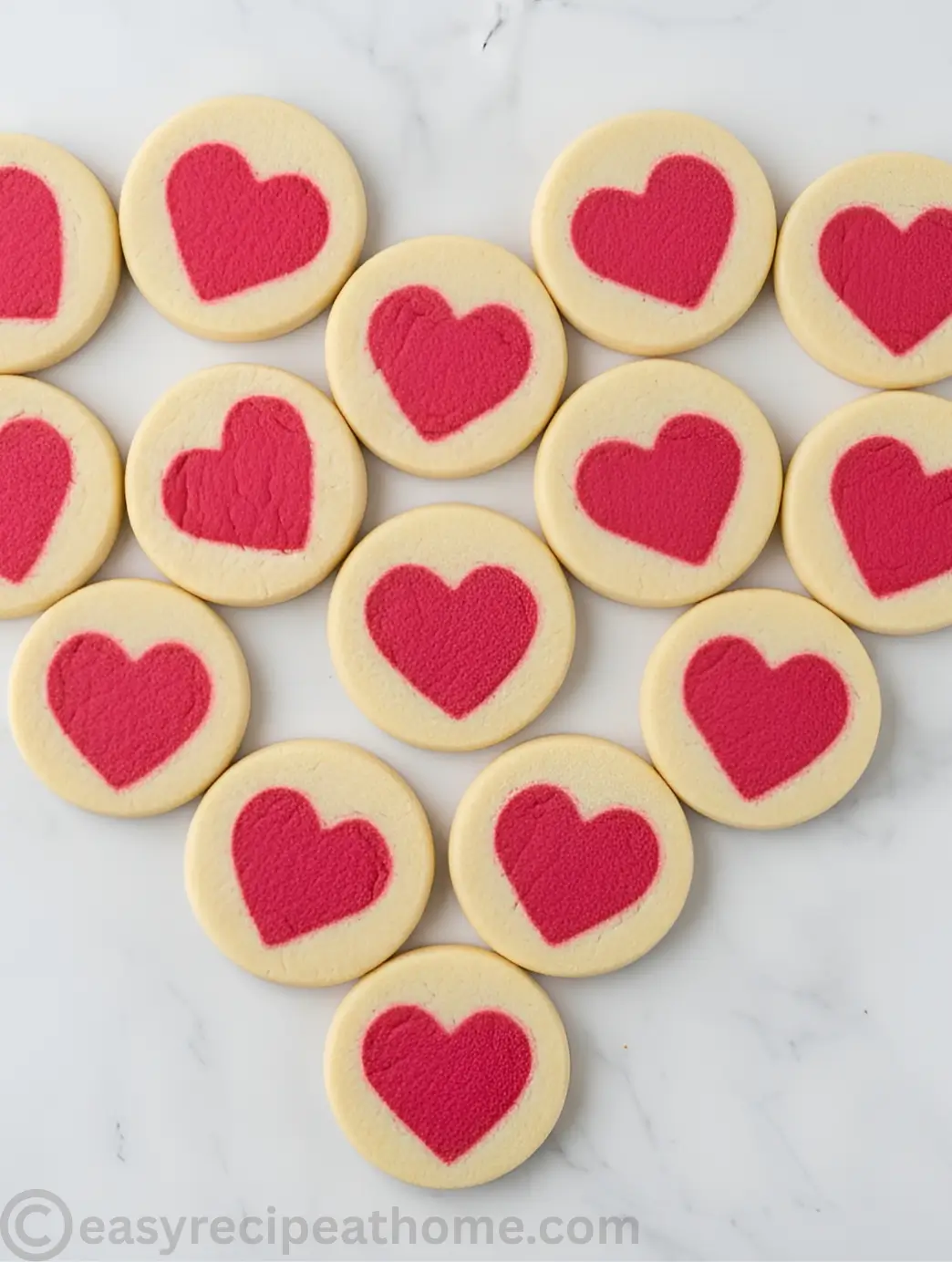 Slice and Bake Heart Cookies on Marble Surface
