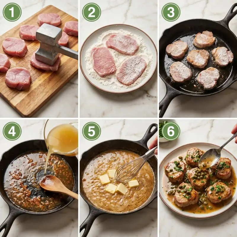 steps to cook the Pork Piccata Medallions Recipe